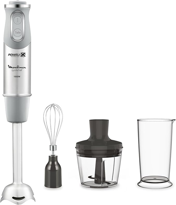 Batidora Moulinex QuickChef con 1000 W, 10 Velocidades, Accesorios para Picar y Montar